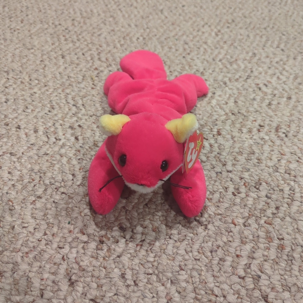 Ty Beanie Baby Savvy Bright Pink Cat Plush Toy
